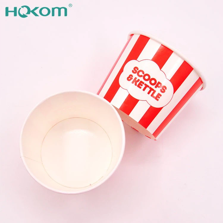 Eco-Friendly Custom Printed Logo Single Wall Round Ice Cream Paper Cup With Waterproof Feature Lid