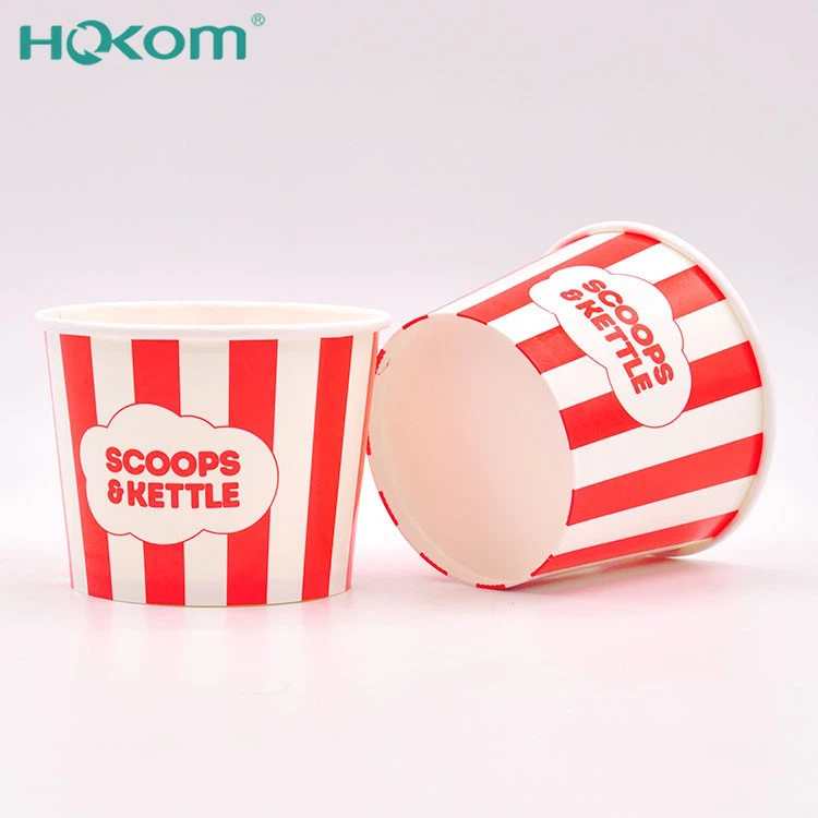 Eco-Friendly Custom Printed Logo Single Wall Round Ice Cream Paper Cup With Waterproof Feature Lid