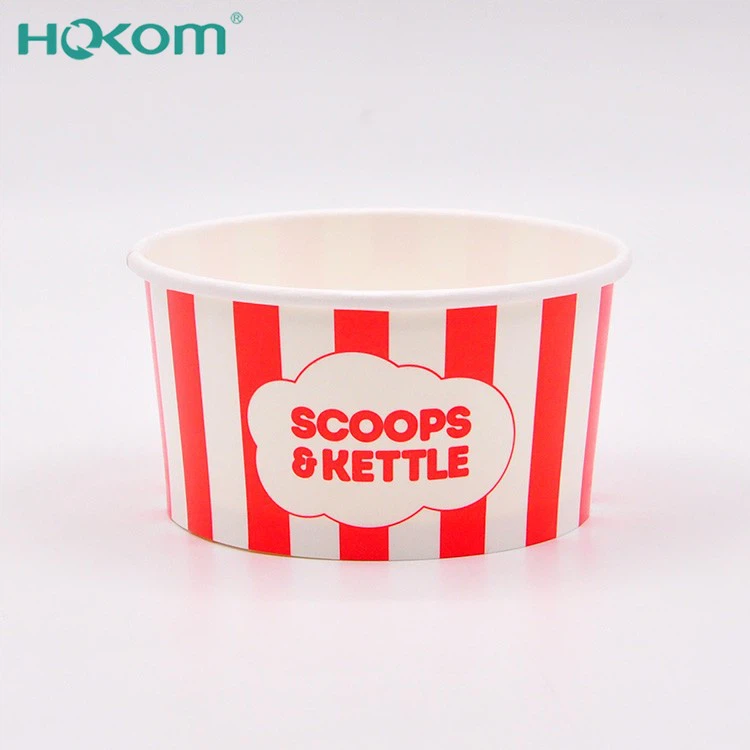 Eco-Friendly Custom Printed Logo Single Wall Round Ice Cream Paper Cup With Waterproof Feature Lid